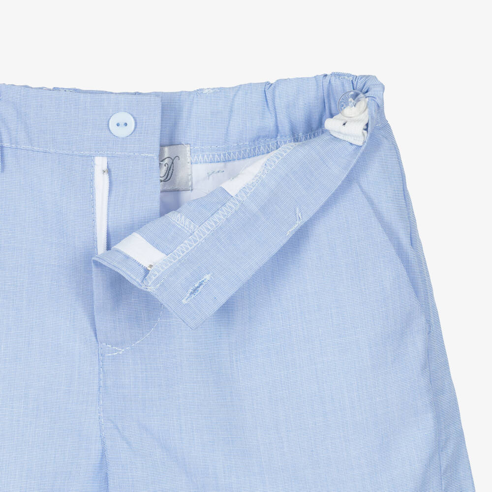 Beau KiD-Boys Ivory & Blue Shorts Set with Argyle Knit Vest | Childrensalon