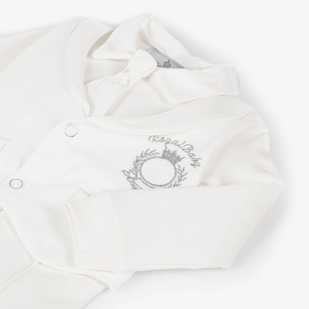 Beau KiD-طقم أفرول بشعار رويال قطن لون عاجي للمواليد | Childrensalon