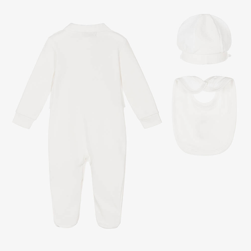 Beau KiD-طقم أفرول بشعار رويال قطن لون عاجي للمواليد | Childrensalon