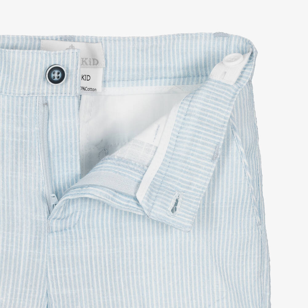 Beau KiD-Boys Light Blue Stripe Cotton Shorts Suit | Childrensalon