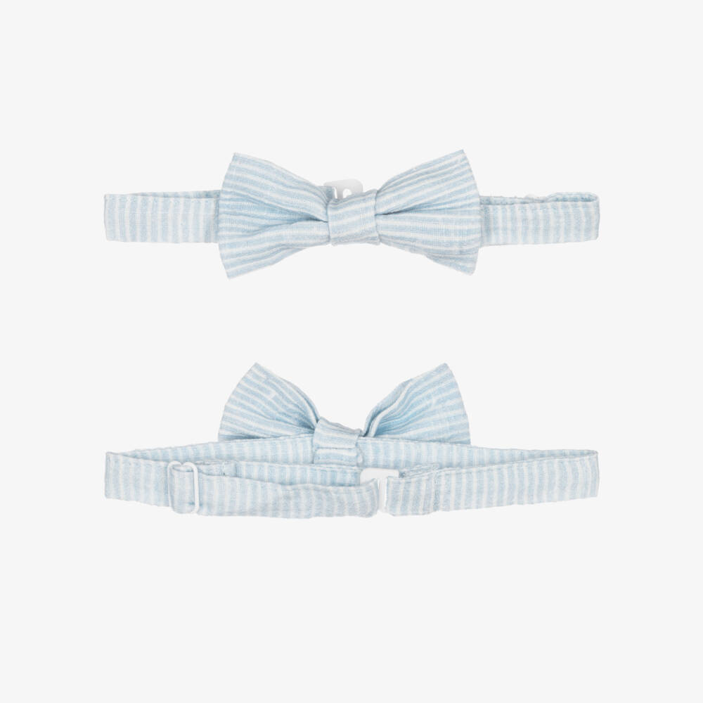 Beau KiD-Boys Light Blue Stripe Cotton Shorts Suit | Childrensalon