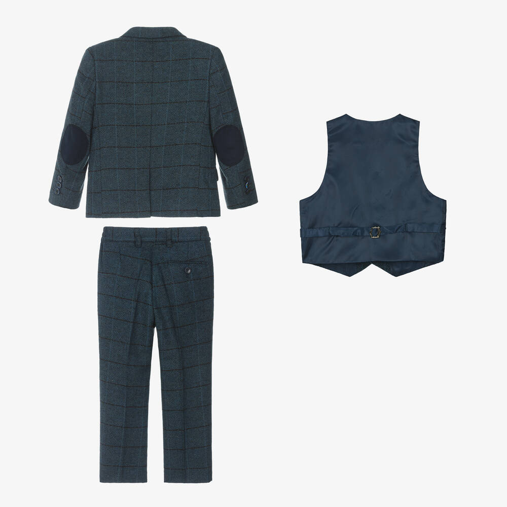 Beau KiD-بدلة كاروهات لون كحلي للأولاد (3 قطع) | Childrensalon