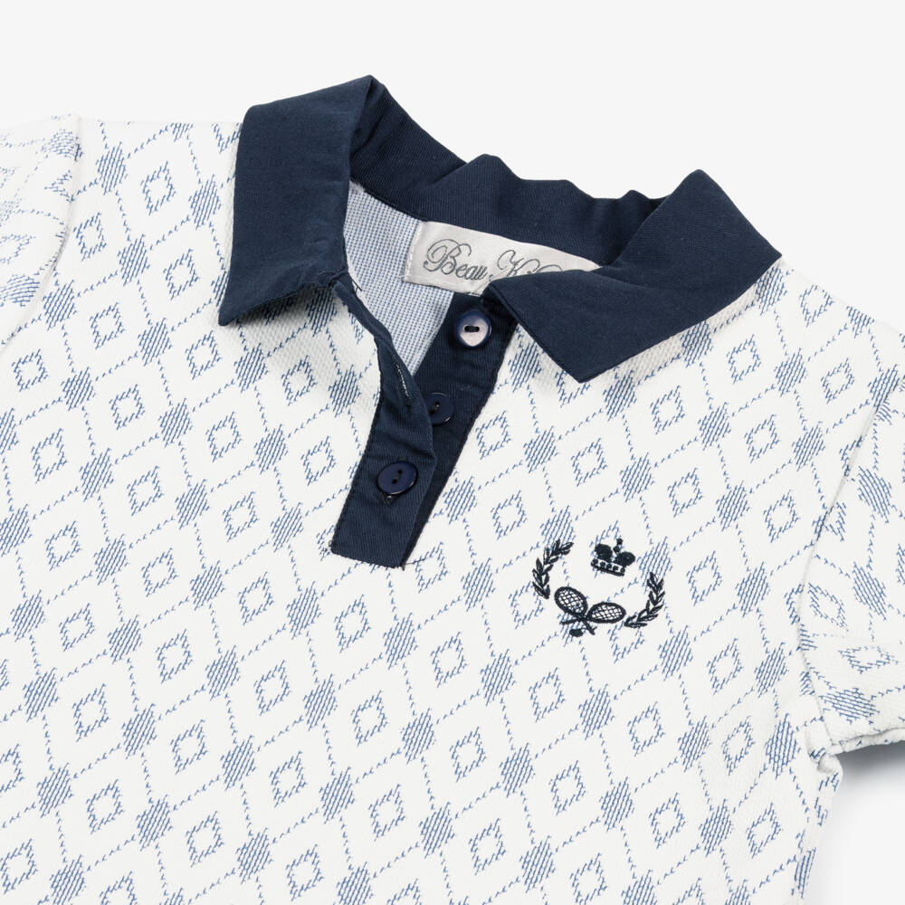 Beau KiD-Boys Navy Blue Cotton Polo Shirt & Shorts Set | Childrensalon