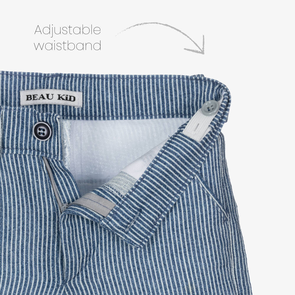Beau KiD-Костюм с шортами из хлопка в синюю полоску для мальчиков | Childrensalon