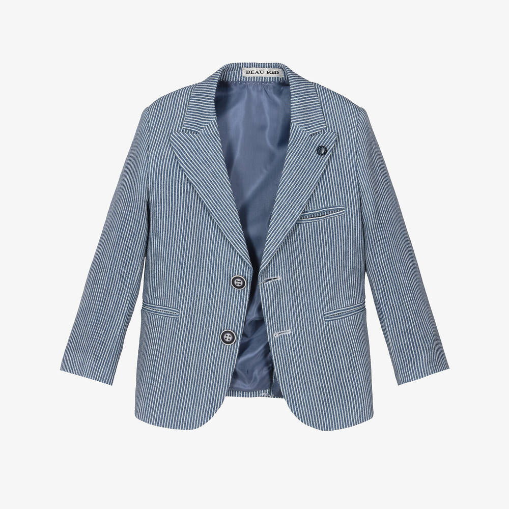 Beau KiD-Костюм с шортами из хлопка в синюю полоску для мальчиков | Childrensalon