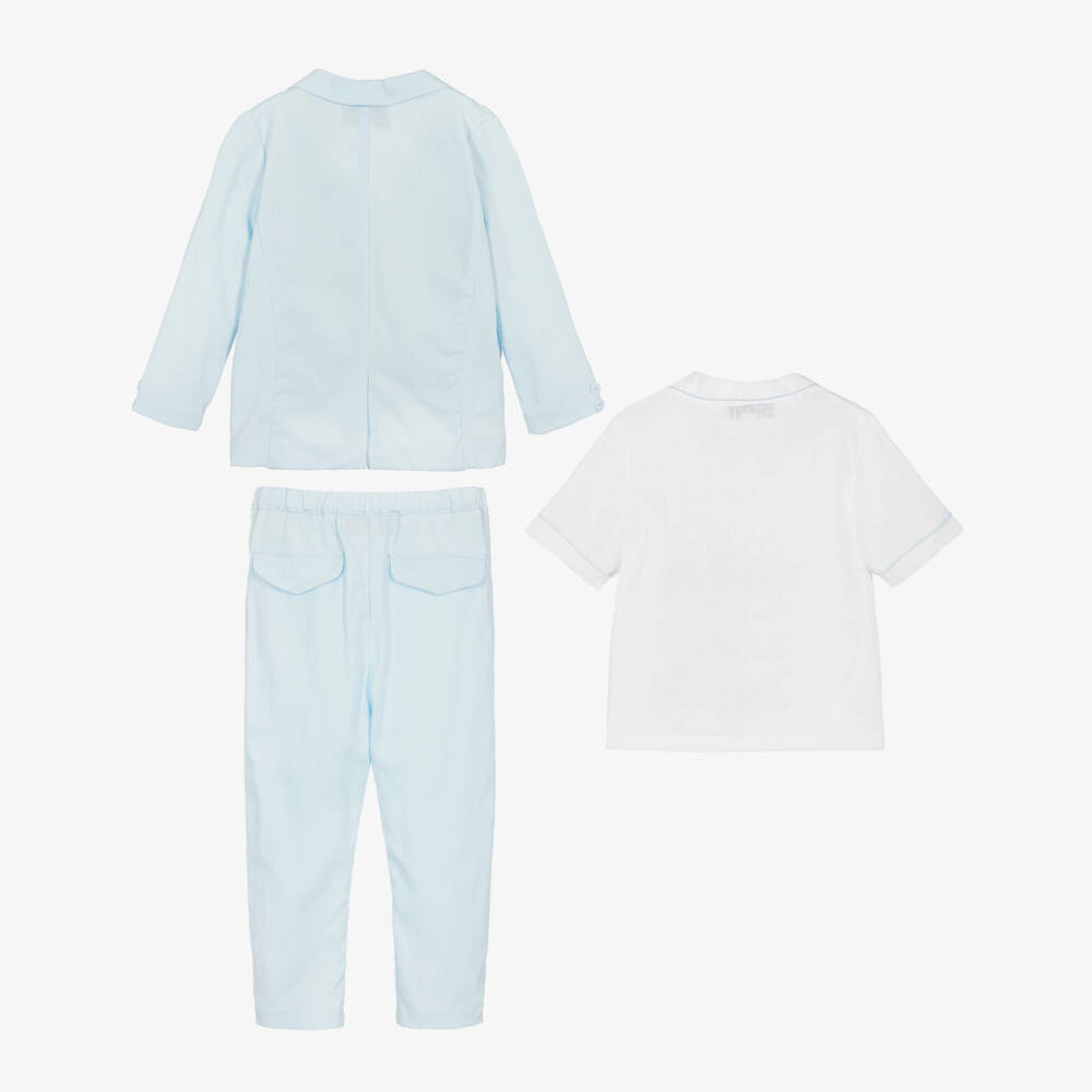 Beau KiD-Boys Pale Blue Cotton Suit & Shirt | Childrensalon