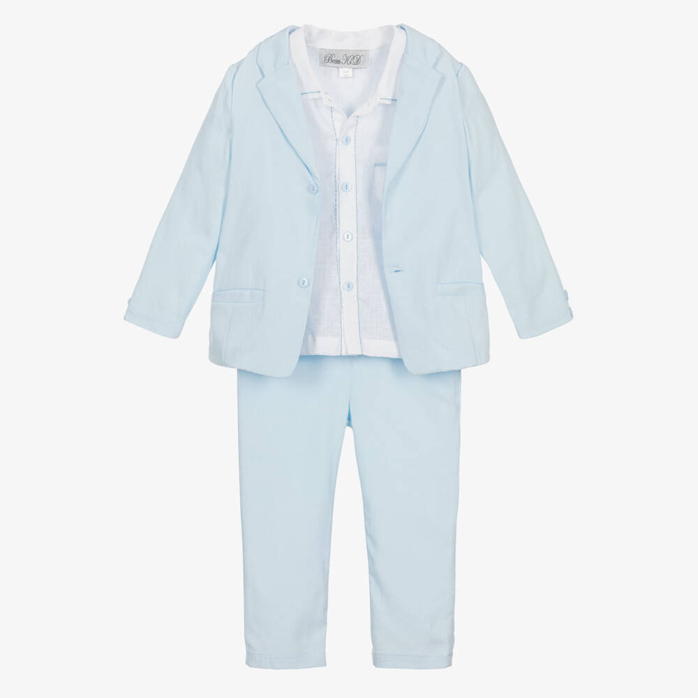 Beau KiD-Boys Pale Blue Cotton Suit & Shirt | Childrensalon