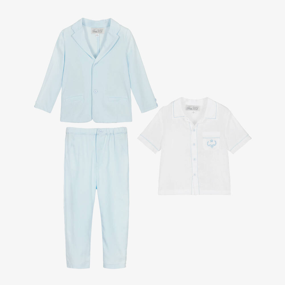 Beau KiD-Boys Pale Blue Cotton Suit & Shirt | Childrensalon