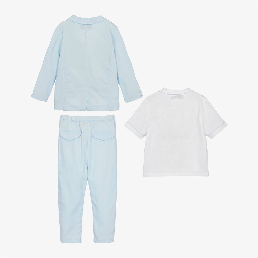 Beau KiD-Boys Pale Blue Cotton Suit & Shirt | Childrensalon