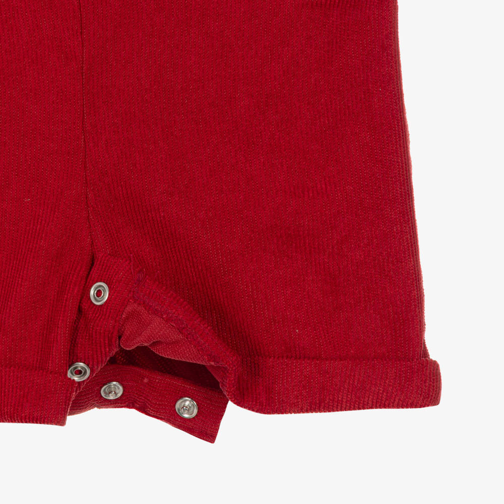 Beau KiD-Boys Red Dungaree Shorts Set with Rocking Horse Motifs | Childrensalon
