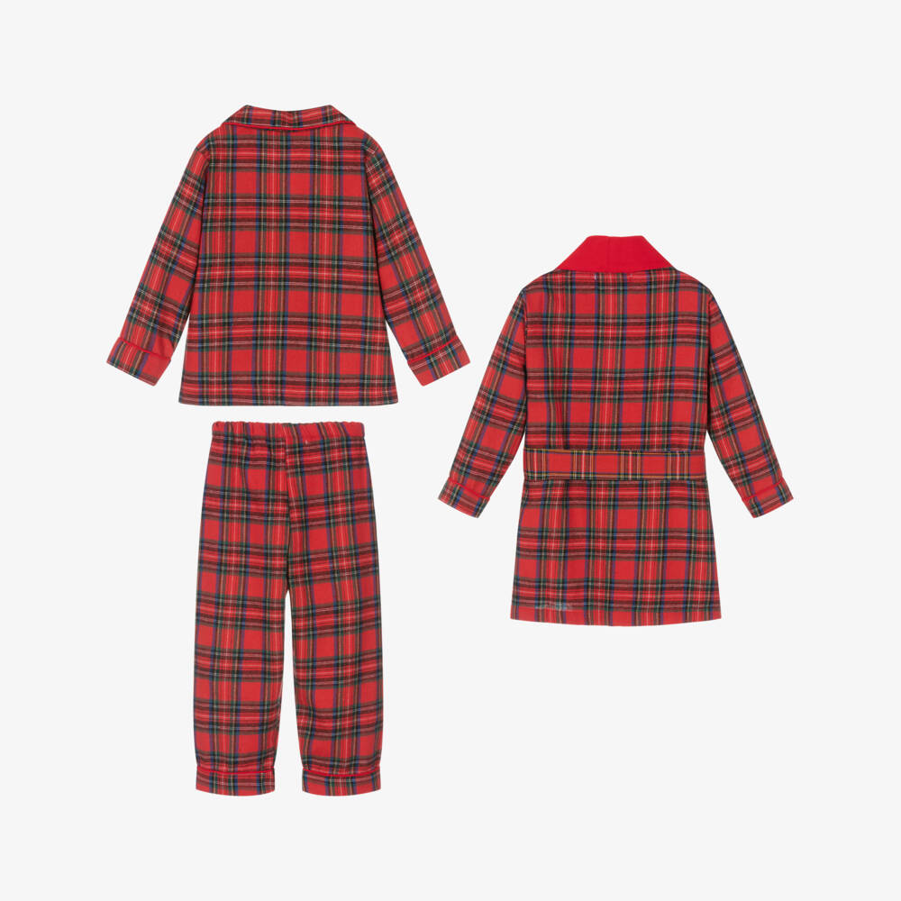Beau KiD-طقم بيجاما قطن تارتان لون أحمر للأولاد | Childrensalon