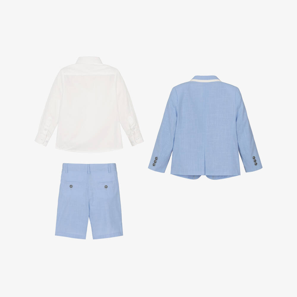 Beau KiD-طقم شورت قطن لون أزرق للأولاد | Childrensalon