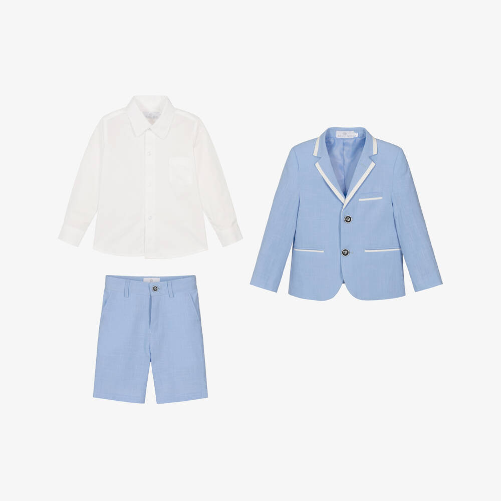 Beau KiD-طقم شورت قطن لون أزرق للأولاد | Childrensalon