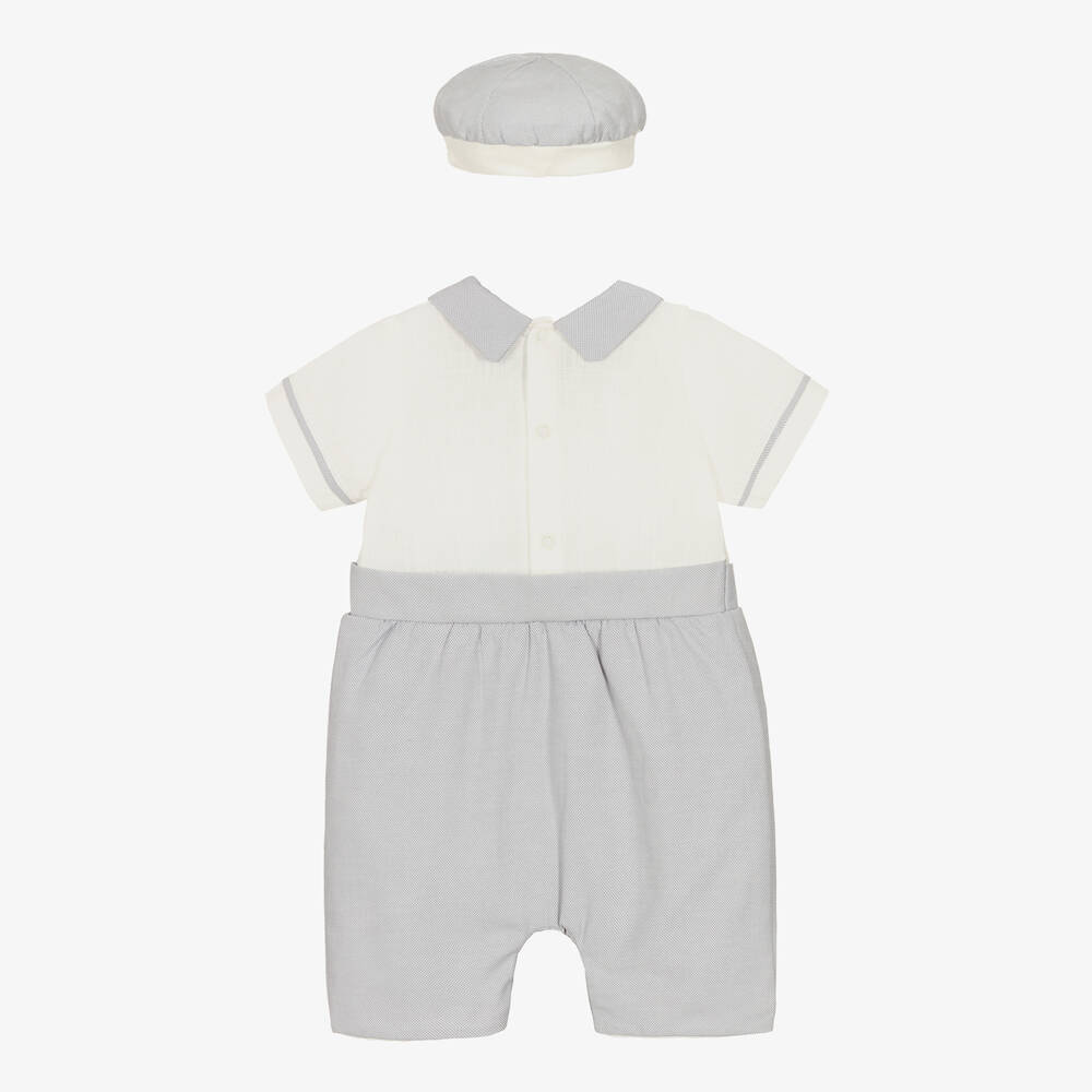 Beau KiD-Бело-серый песочник и шапочка | Childrensalon