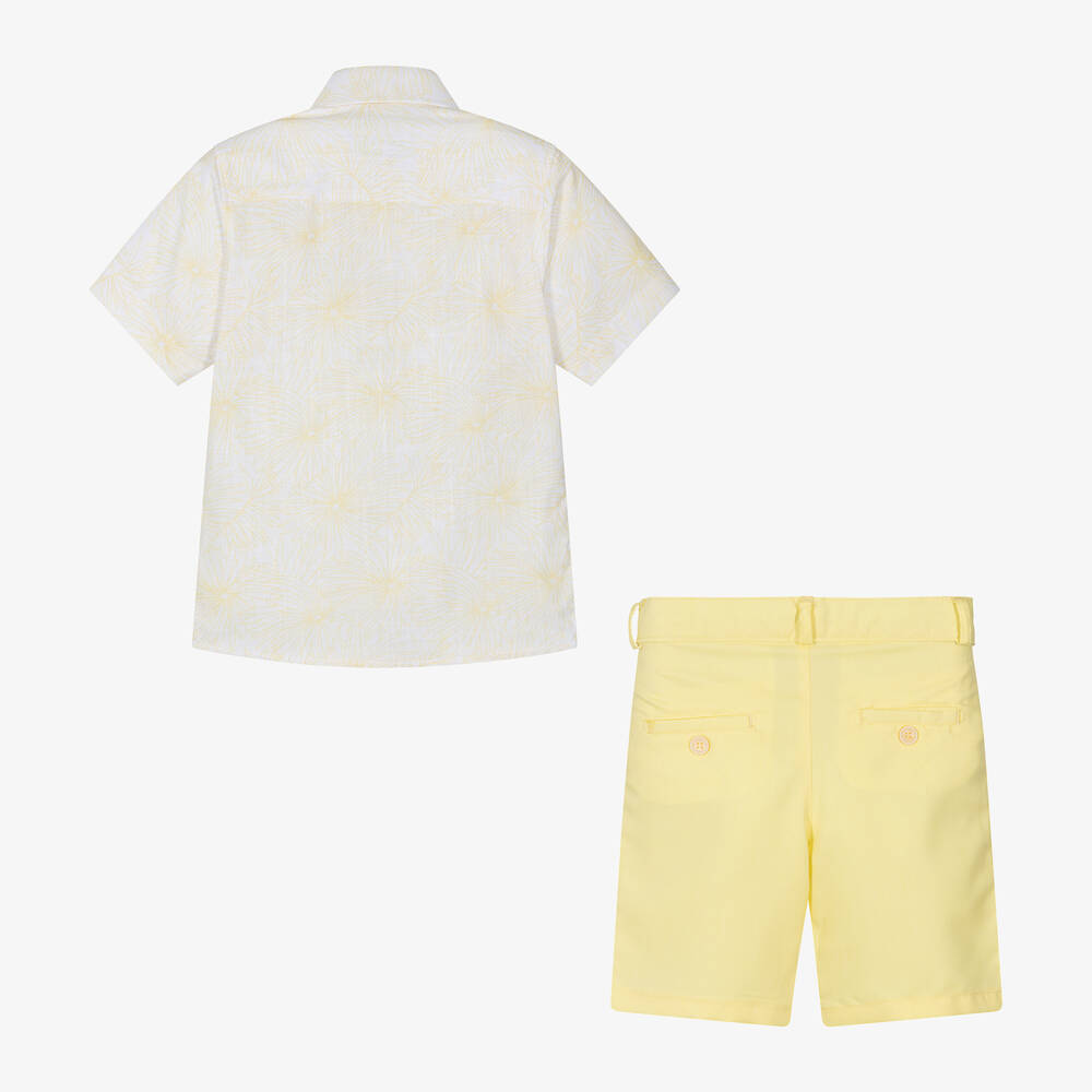 Beau KiD-Boys White & Yellow Shorts Set | Childrensalon