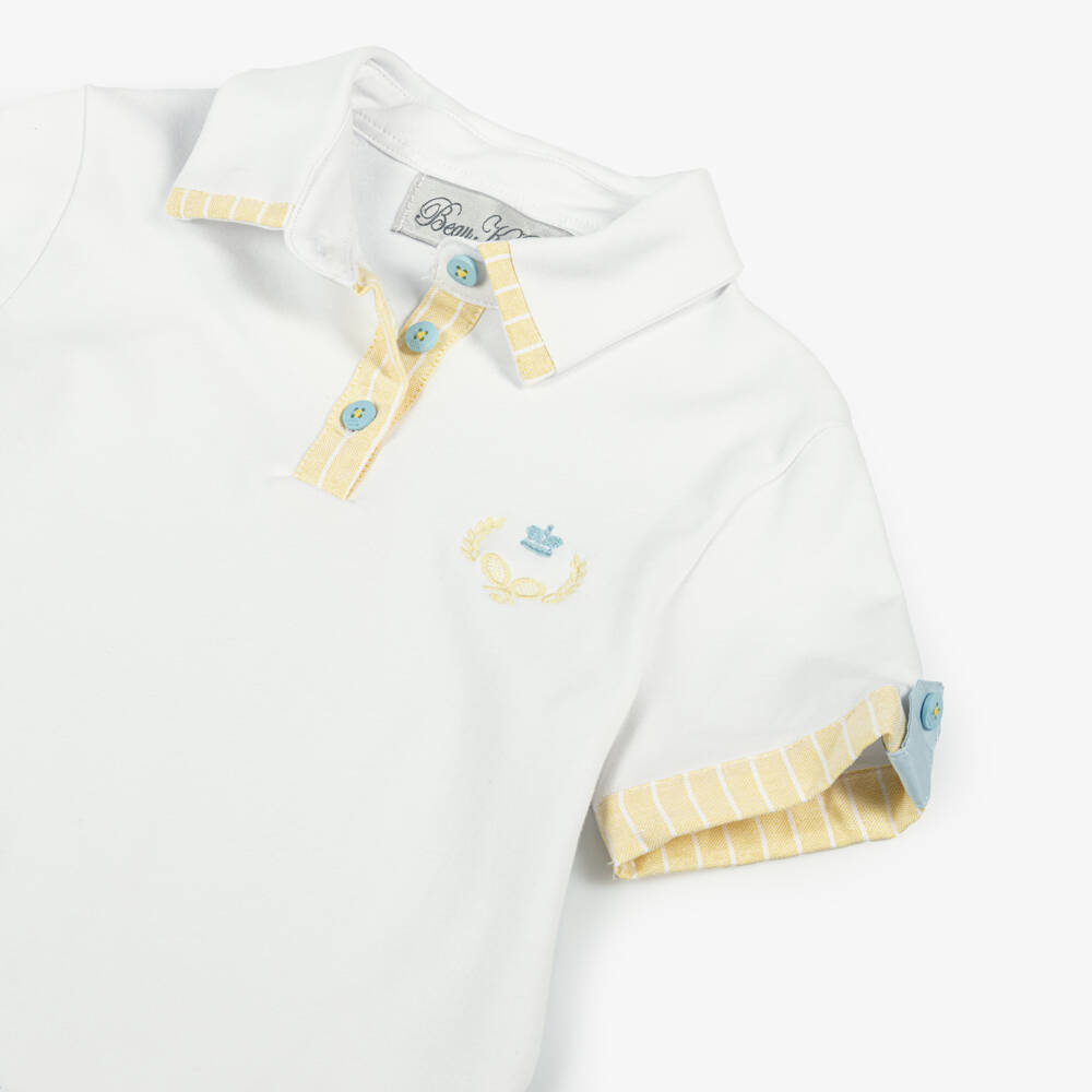 Beau KiD-Boys Yellow Striped Cotton Shorts Set | Childrensalon