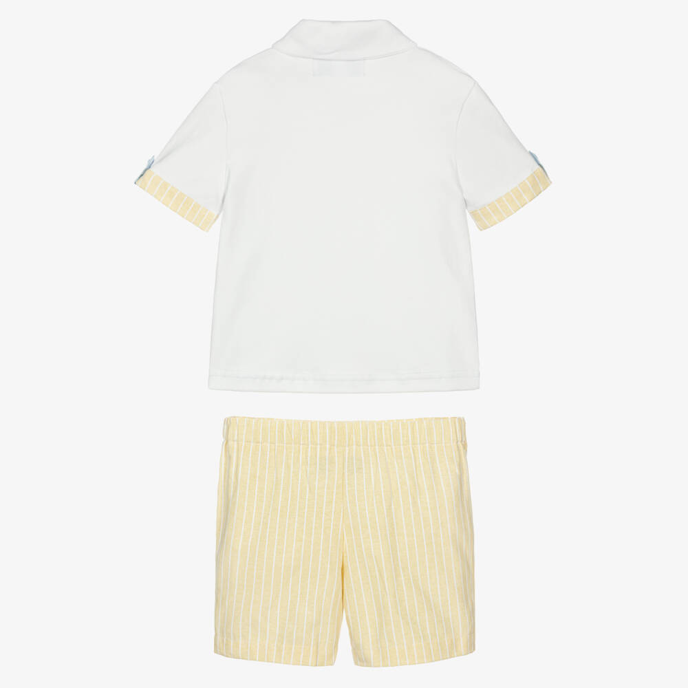 Beau KiD-Boys Yellow Striped Cotton Shorts Set | Childrensalon