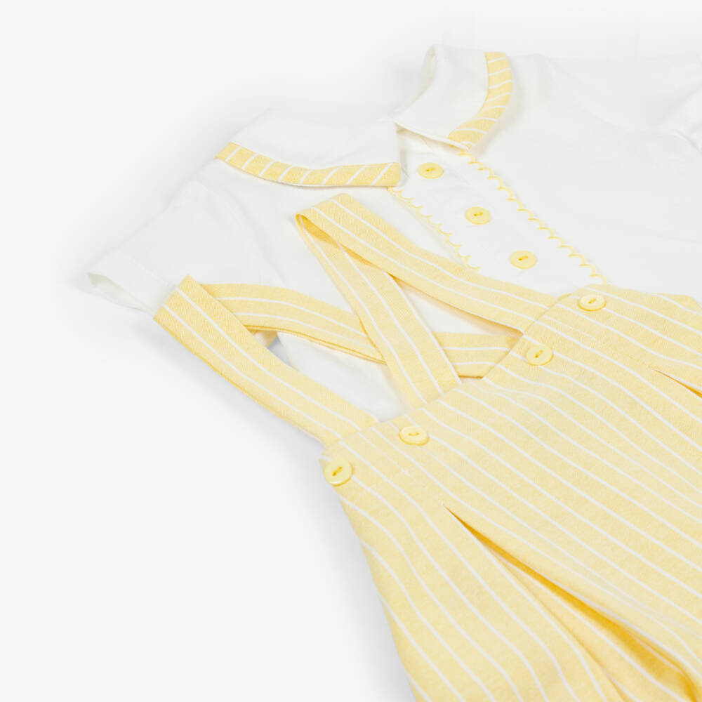 Beau KiD-Boys Yellow Striped Cotton Shorts Set | Childrensalon