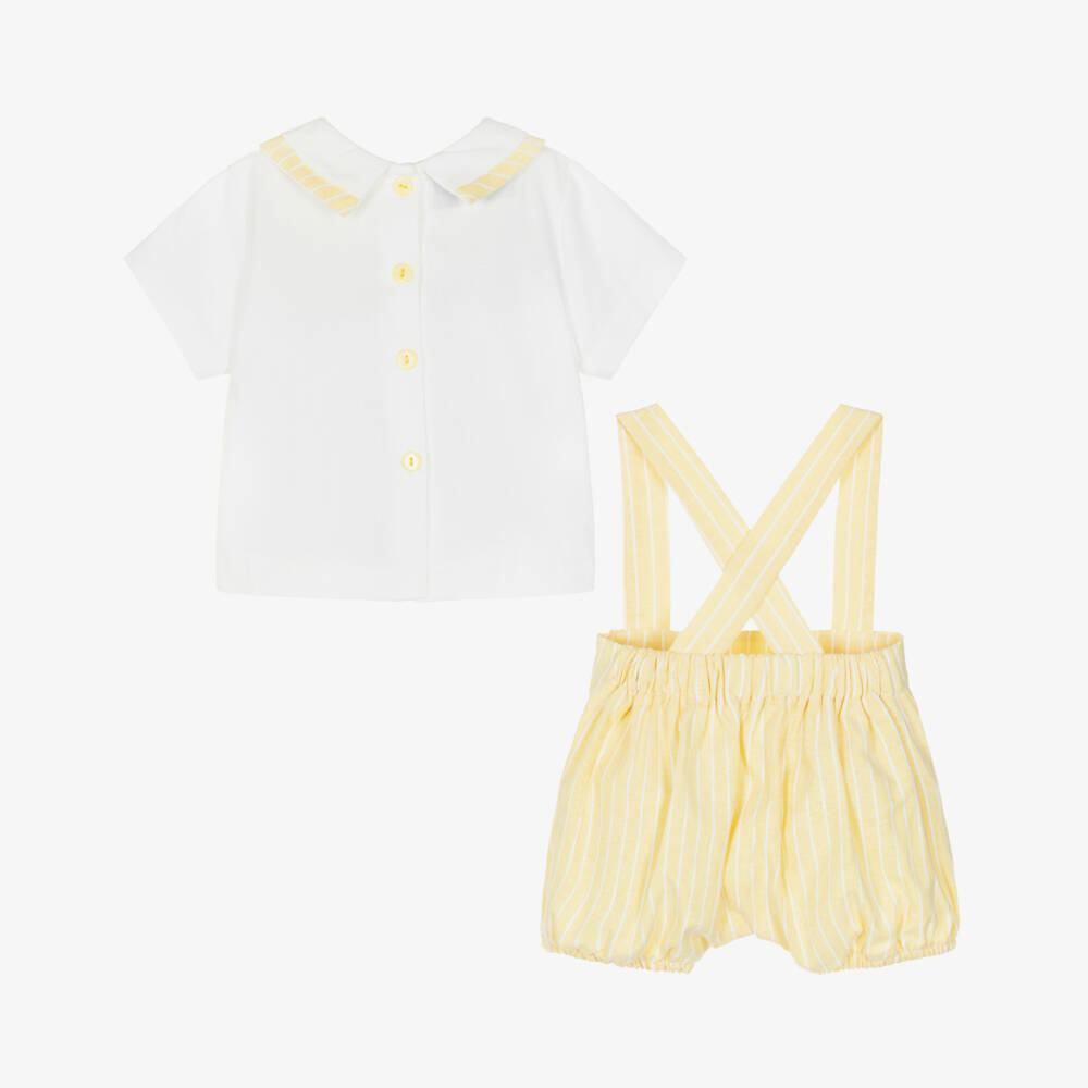 Beau KiD-Boys Yellow Striped Cotton Shorts Set | Childrensalon