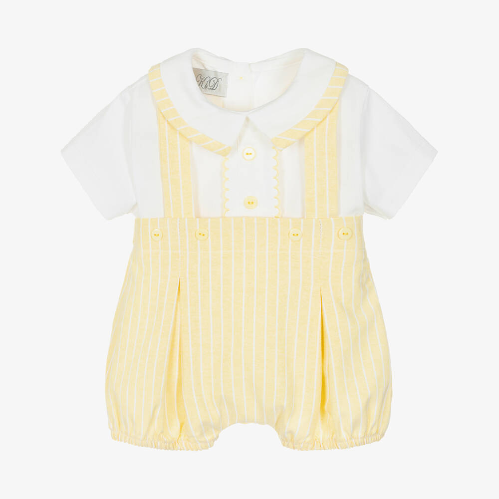 Beau KiD-Boys Yellow Striped Cotton Shorts Set | Childrensalon