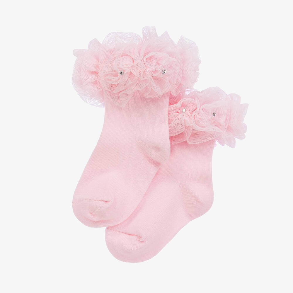 Beau KiD-Носки из хлопка розового цвета с рюшами | Childrensalon
