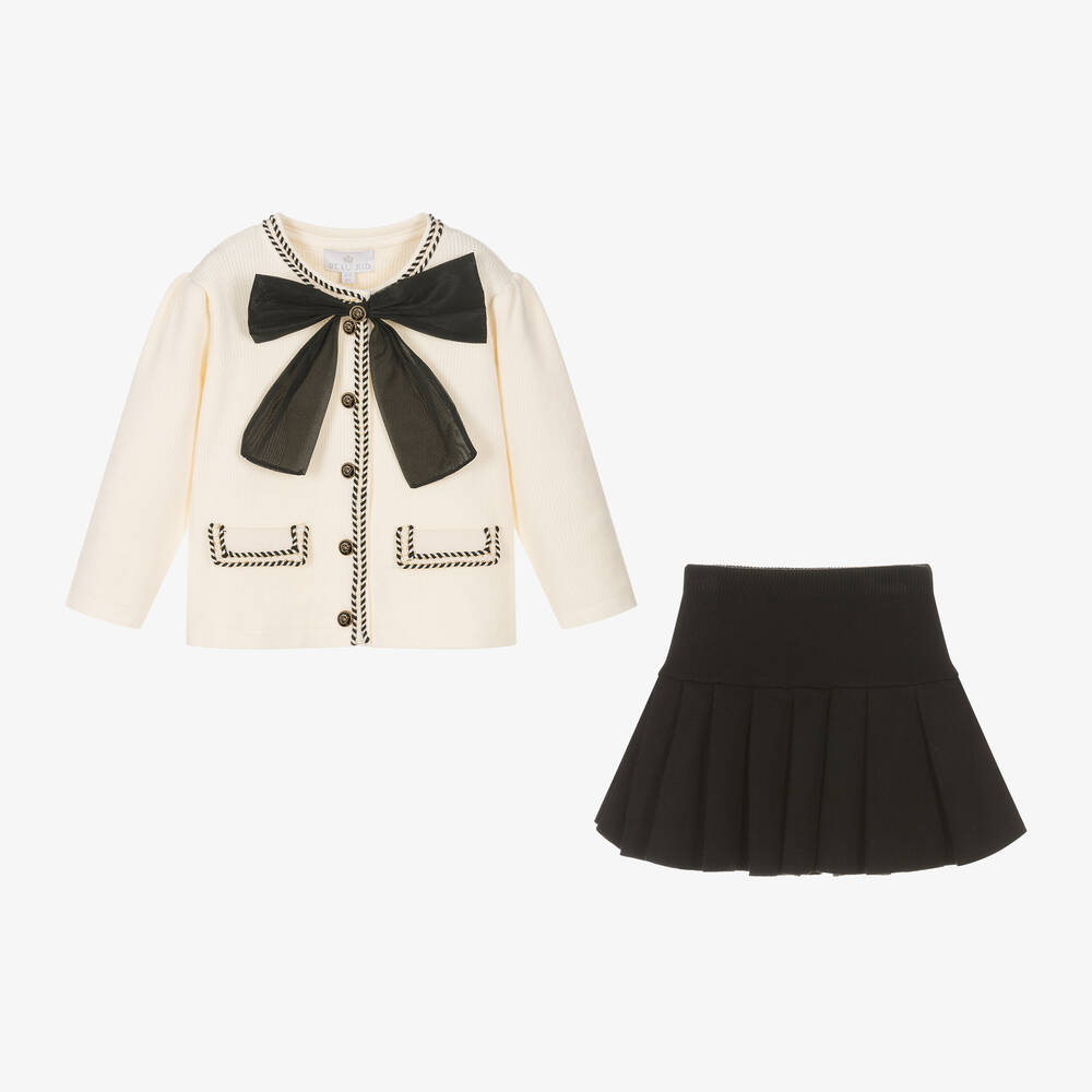 Beau KiD-طقم تنورة محبوك لون أسود وعاجي | Childrensalon