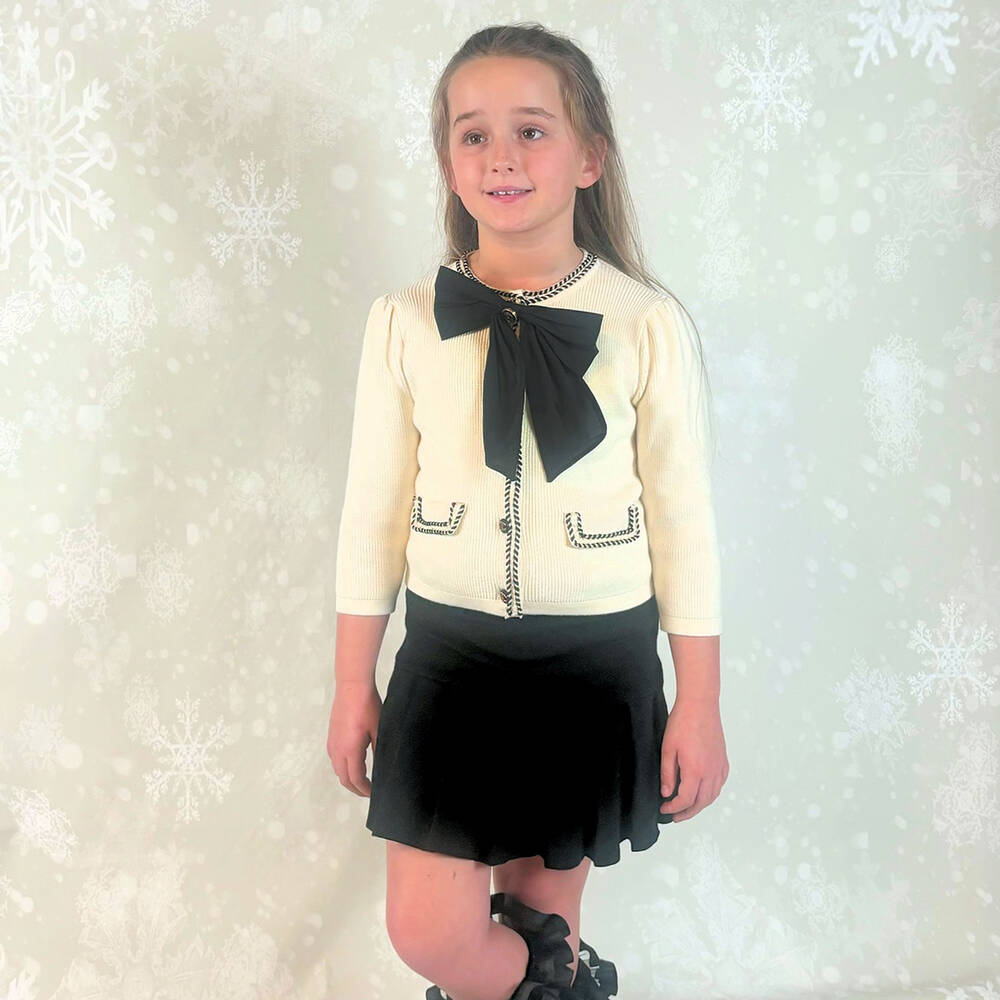 Beau KiD-طقم تنورة محبوك لون أسود وعاجي | Childrensalon