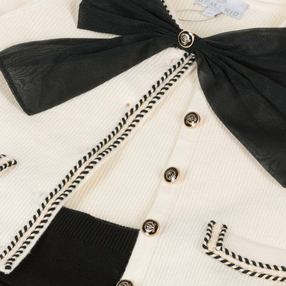 Beau KiD-طقم تنورة محبوك لون أسود وعاجي | Childrensalon