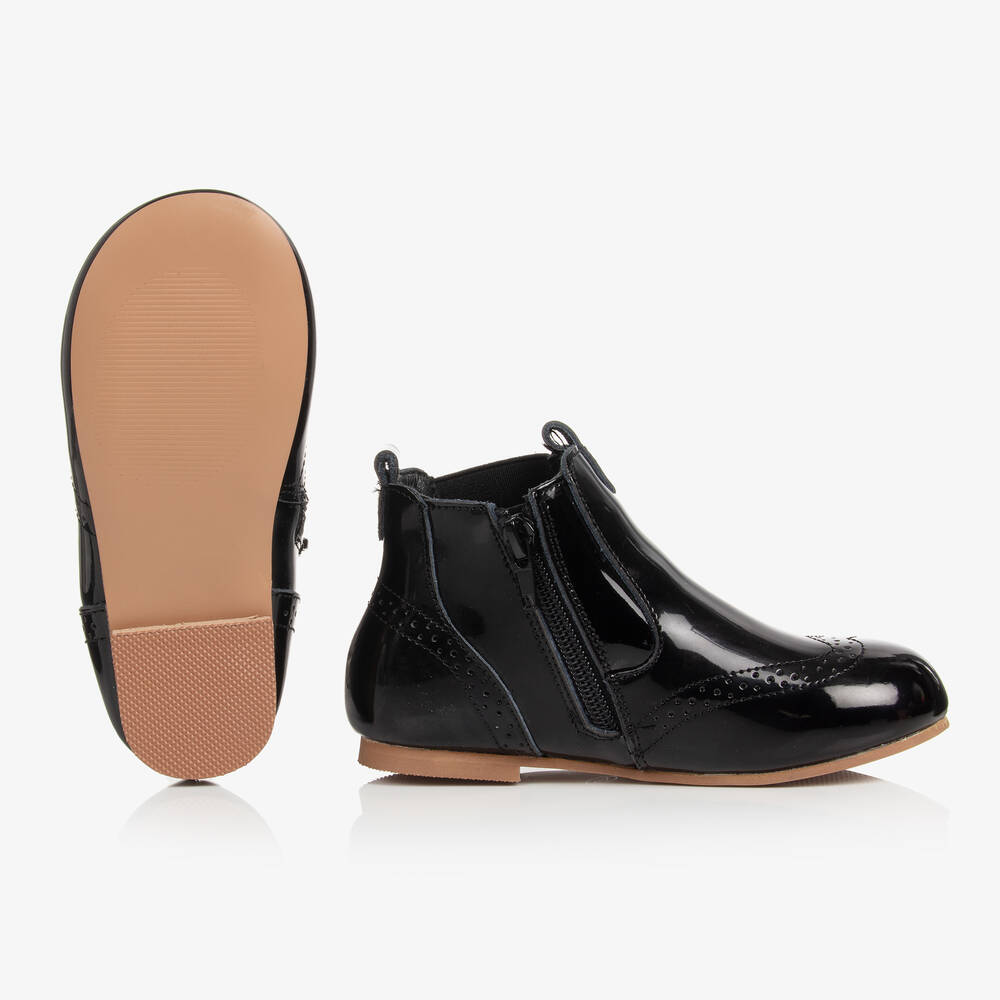 Beau KiD-Girls Black Patent Leather Chelsea Boots | Childrensalon