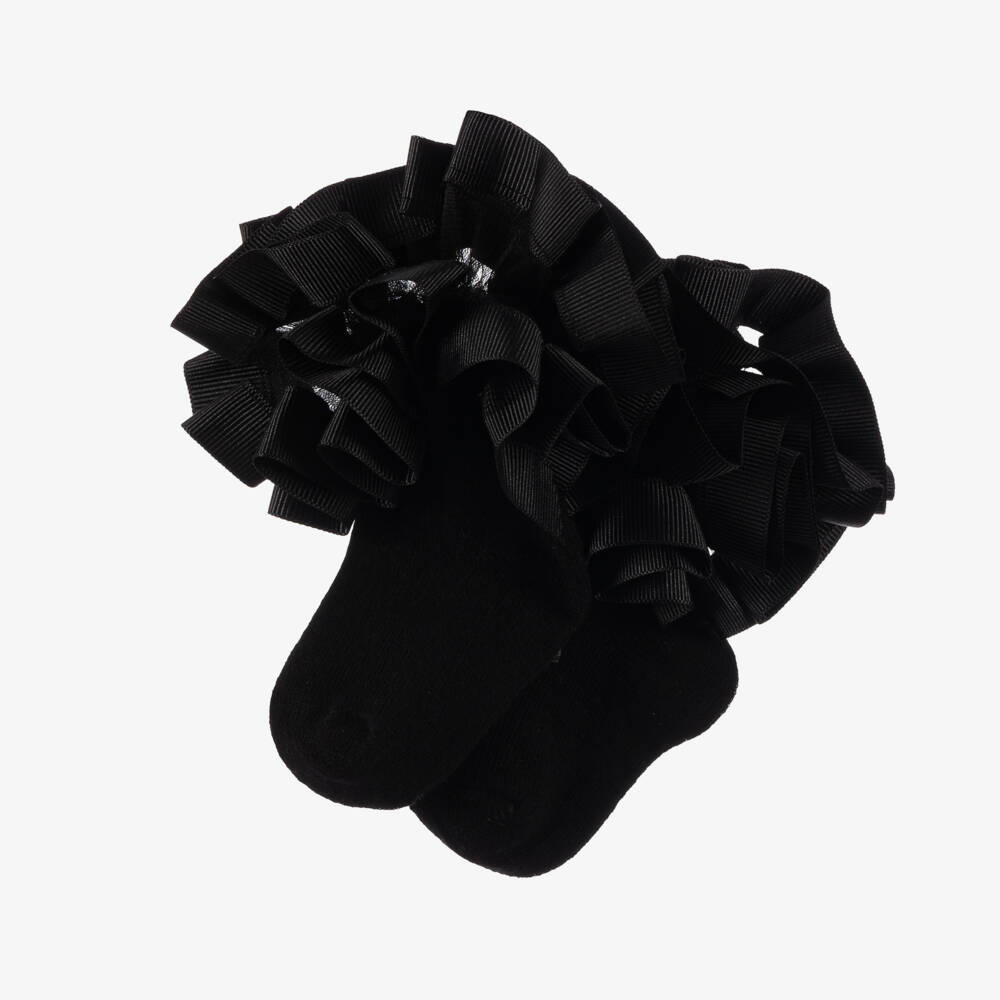 Beau KiD-Черные носки с рюшами для девочек | Childrensalon