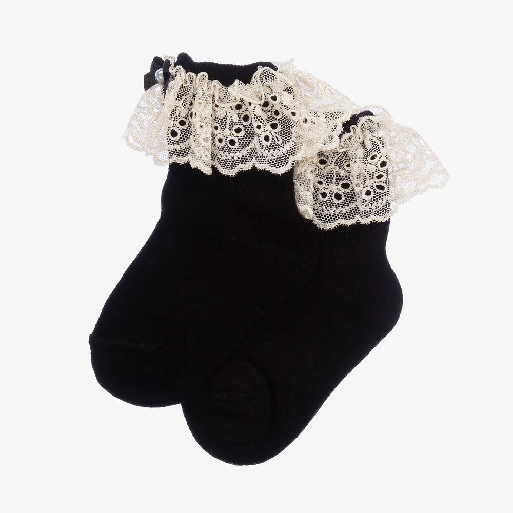 Beau KiD-Черные носки с кружевом для девочек | Childrensalon