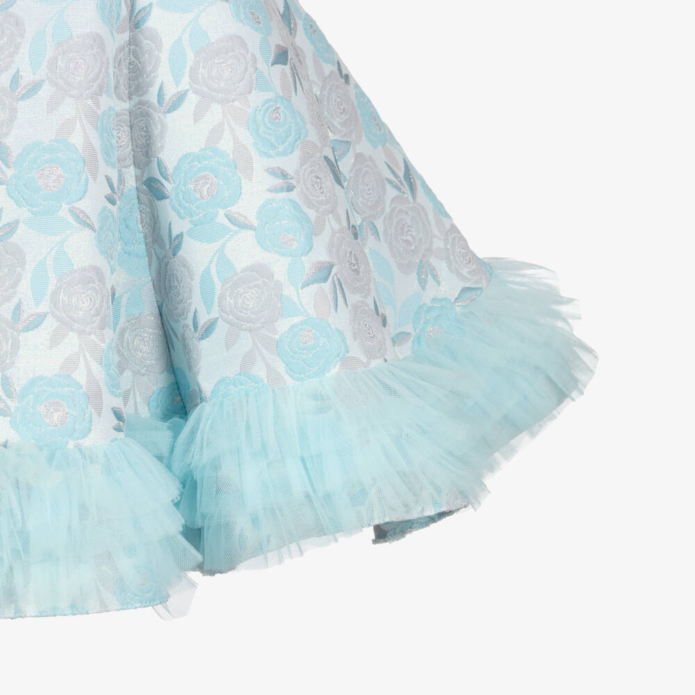 Beau KiD-Girls Blue Floral Jacquard Dress & Bag Set | Childrensalon