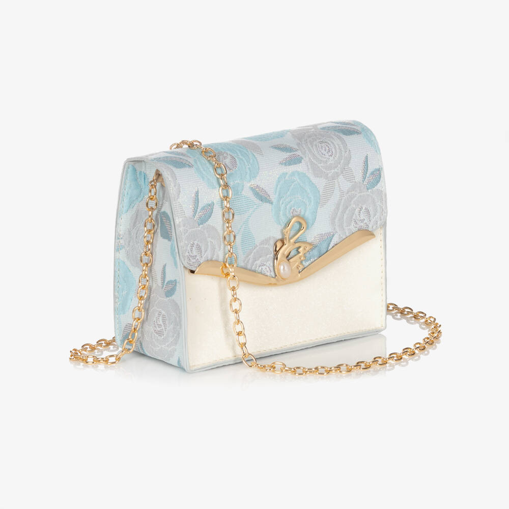 Beau KiD-Girls Blue Floral Jacquard Dress & Bag Set | Childrensalon