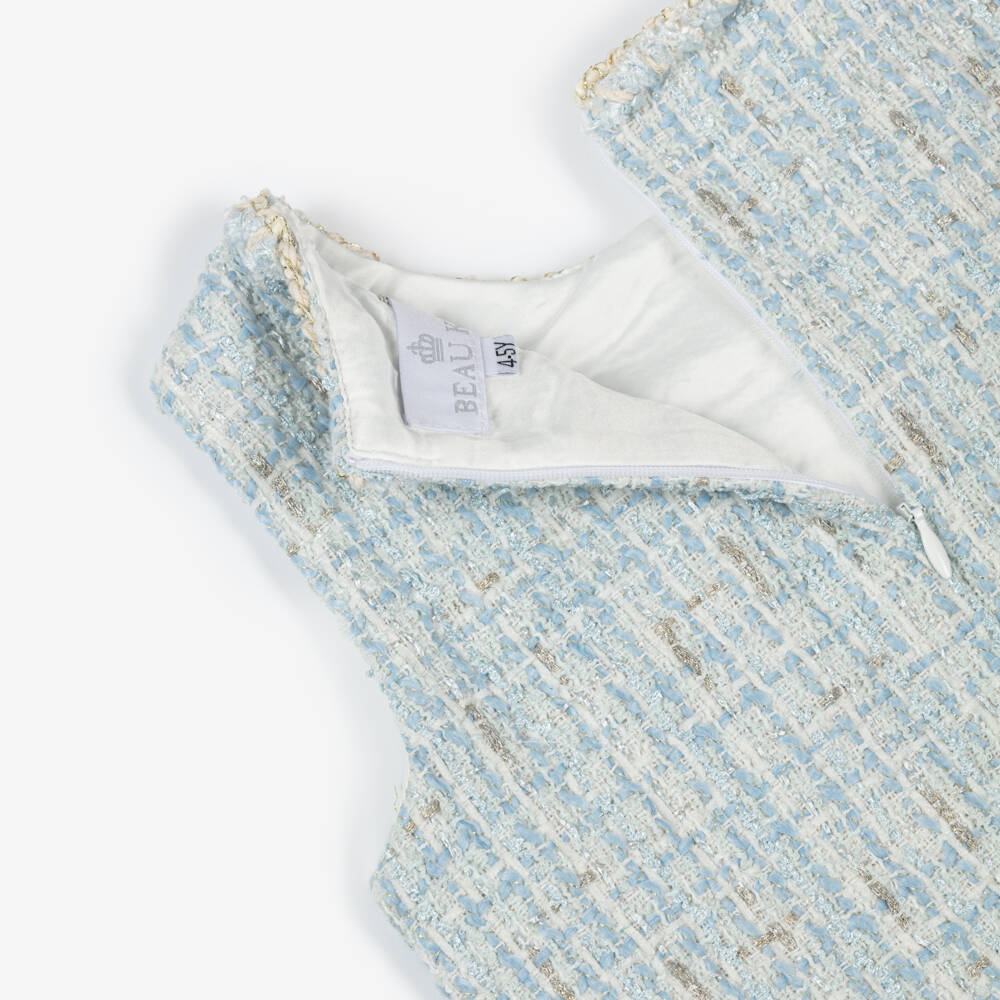 Beau KiD-Комплект с платьем сине-золотой твидовый для девочек | Childrensalon