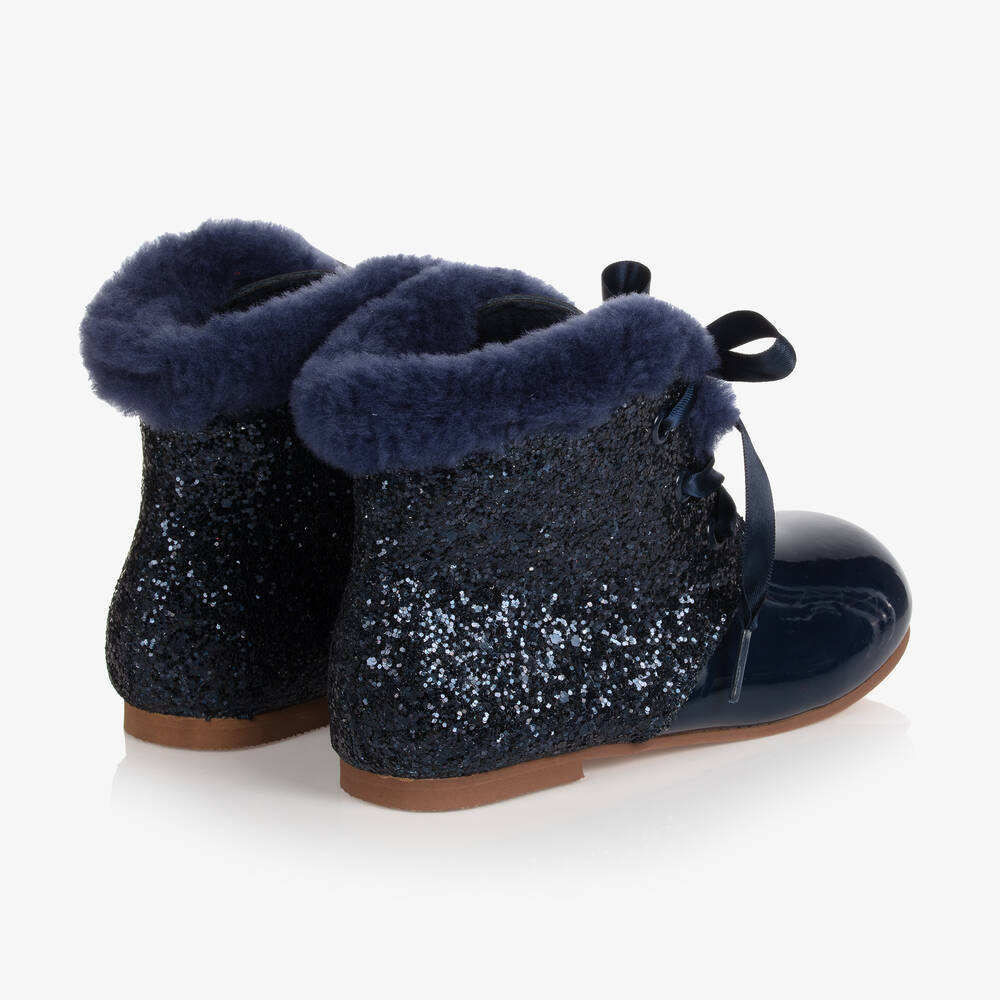 Beau KiD-Girls Blue Leather Boots | Childrensalon