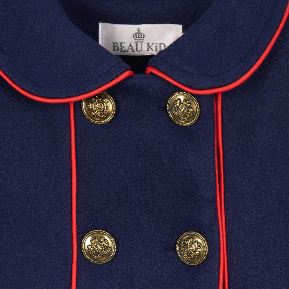 Beau KiD-Girls Coat & Beret Set in Navy Blue | Childrensalon