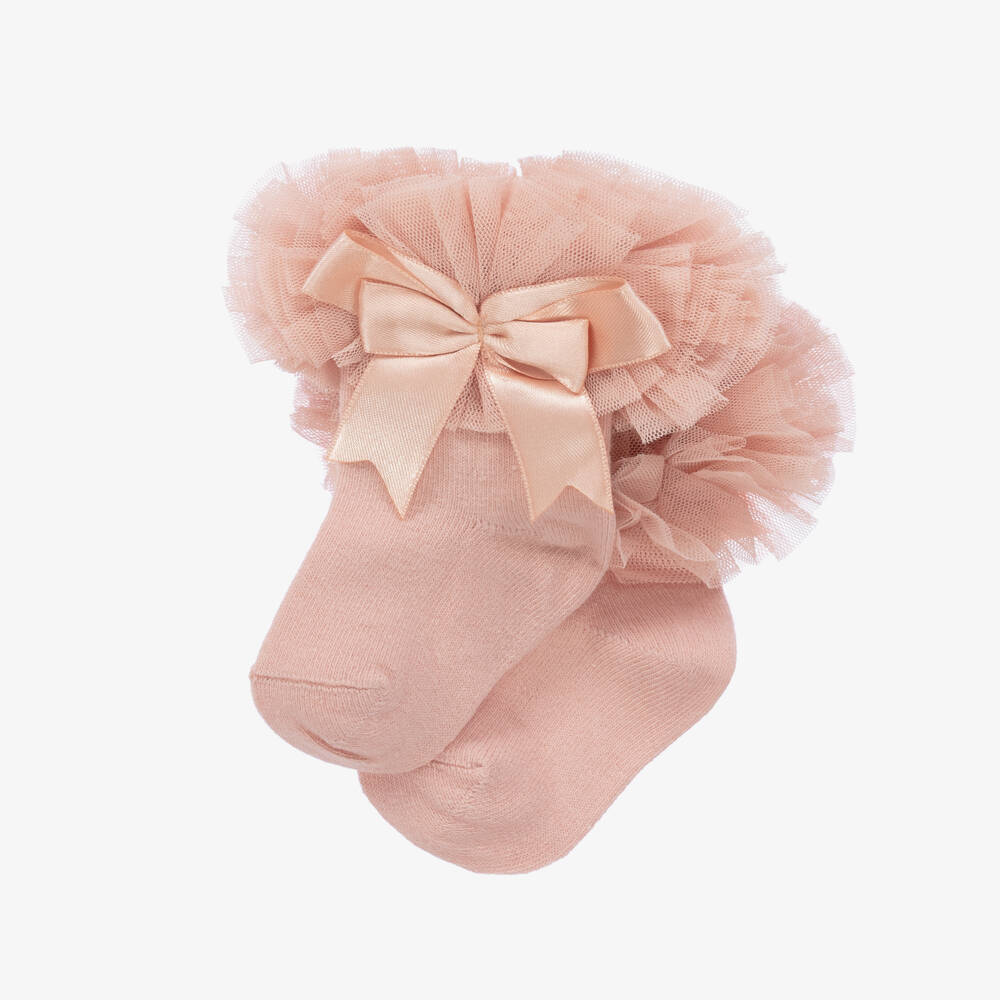 Beau KiD-Дымчато-розовые хлопковые носки с рюшами | Childrensalon