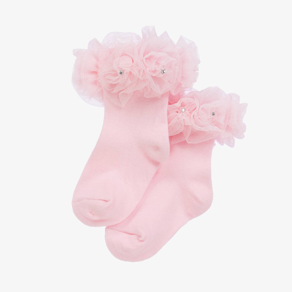 Beau KiD-Носки из хлопка розового цвета с рюшами | Childrensalon