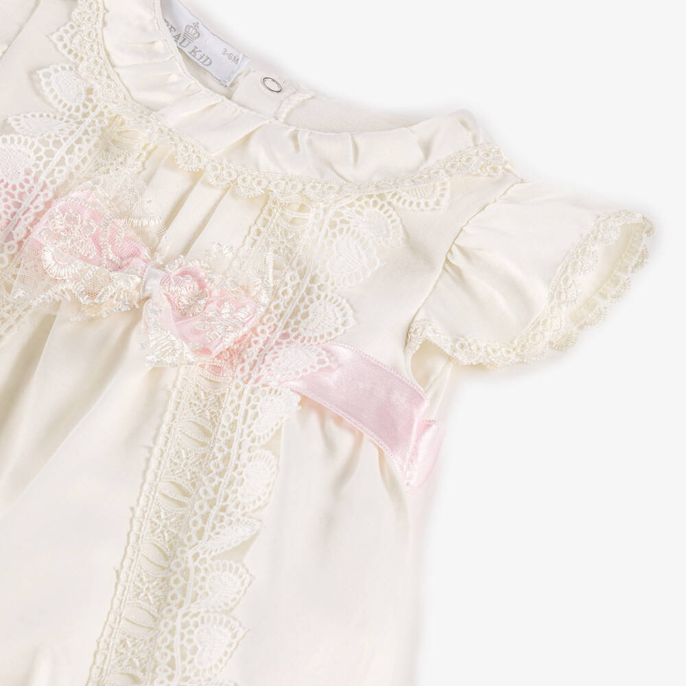 Beau KiD-Girls Ivory Babysuit & Bonnet Set | Childrensalon