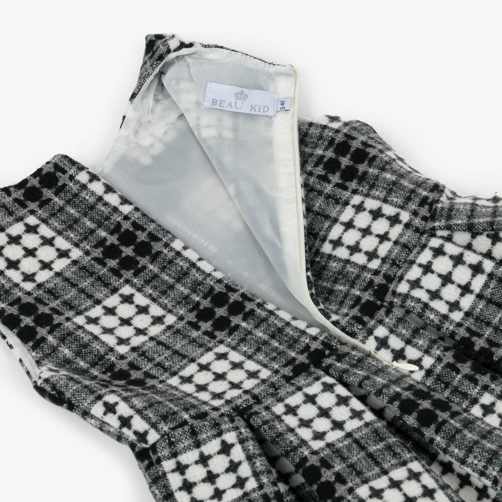 Beau KiD-Girls Ivory & Black Check Dress & Jacket Set | Childrensalon