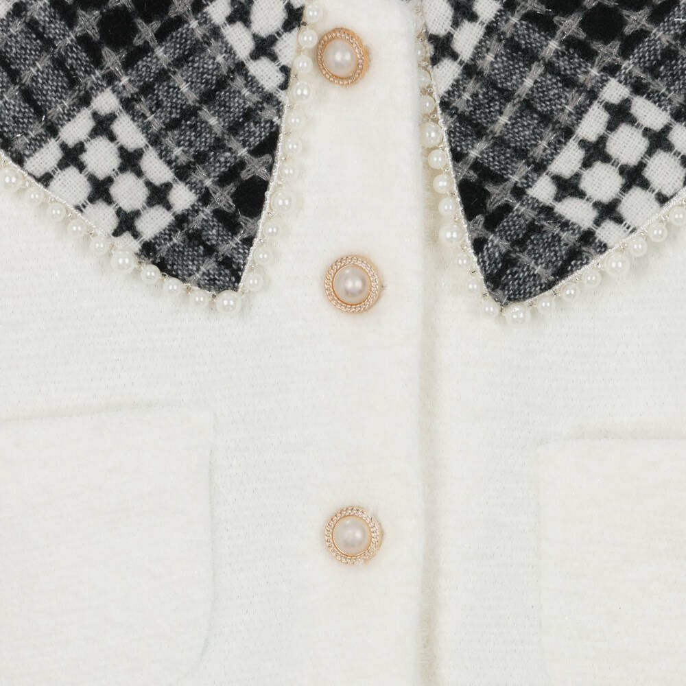 Beau KiD-Girls Ivory & Black Check Dress & Jacket Set | Childrensalon