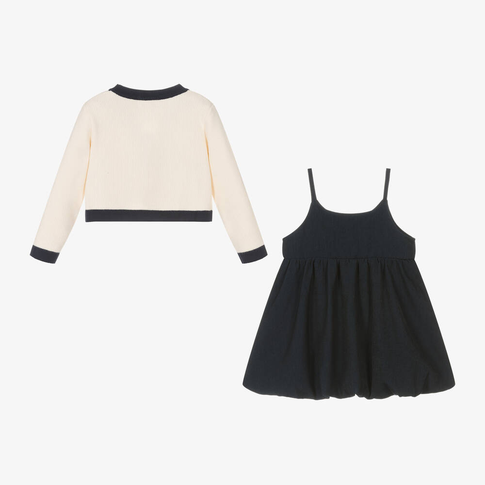 Beau KiD-طقم فستان لون عاجي وأزرق | Childrensalon