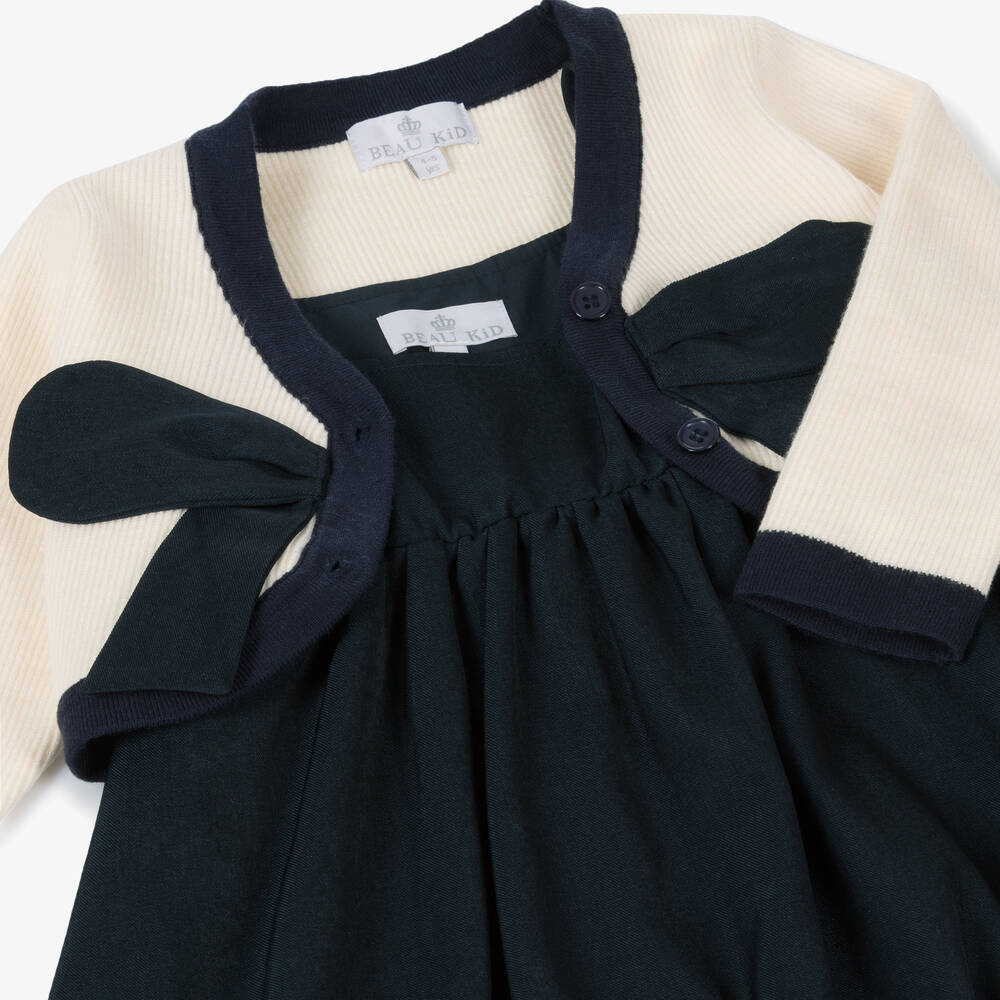 Beau KiD-طقم فستان لون عاجي وأزرق | Childrensalon