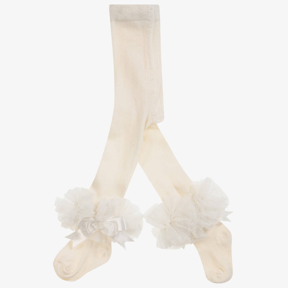 Beau KiD-Кремовые хлопковые колготки для девочек | Childrensalon