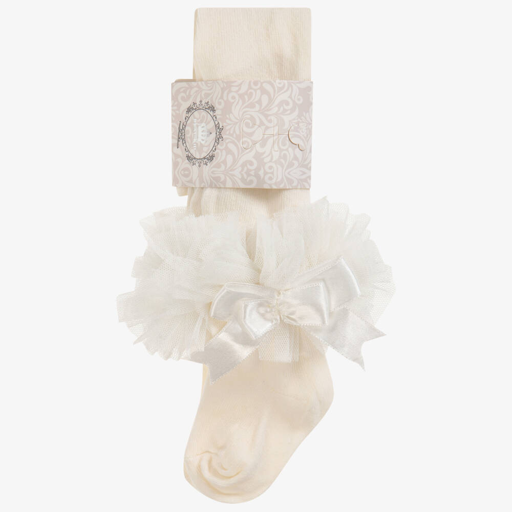 Beau KiD-Кремовые хлопковые колготки для девочек | Childrensalon