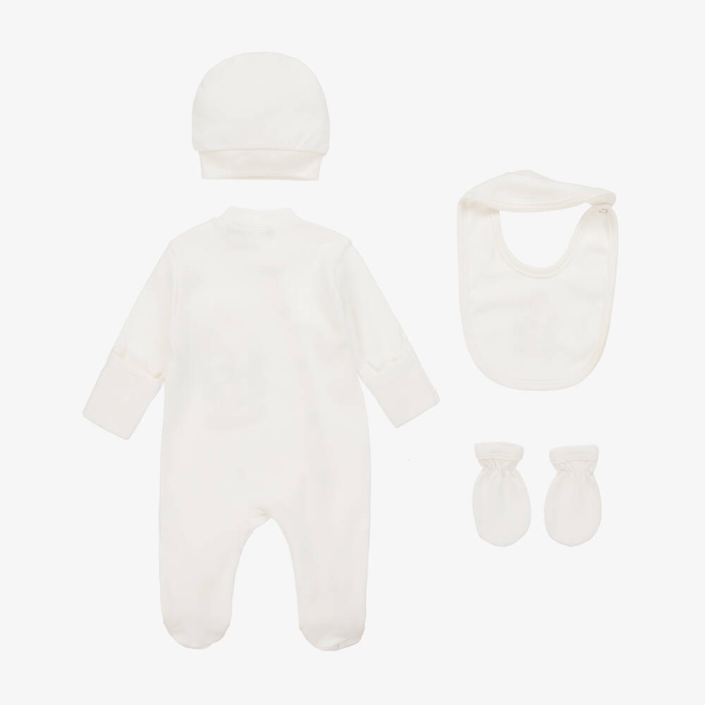 Beau KiD-طقم أفرول قطن لون زهري وعاجي للمولودات | Childrensalon