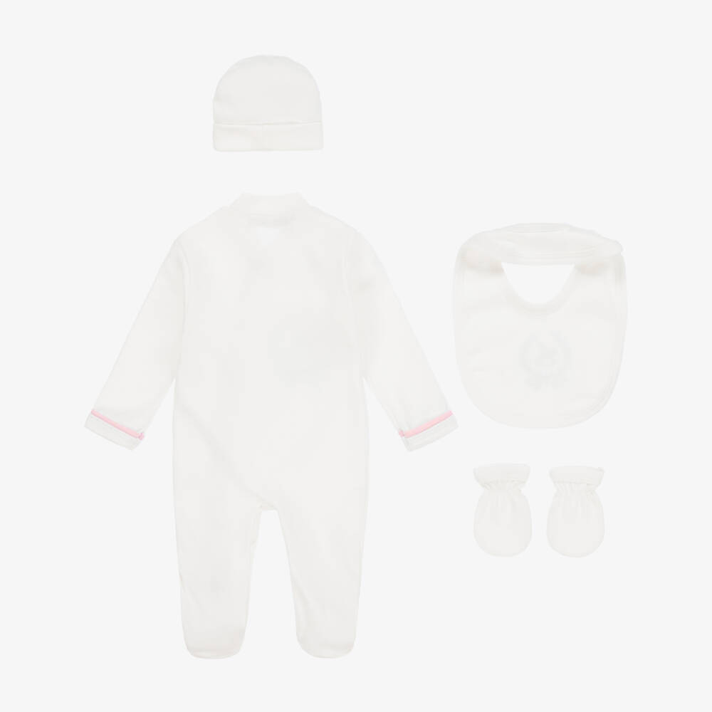 Beau KiD-طقم أفرول أطفال بناتي قطن جيرسي لون عاجي و زهري | Childrensalon