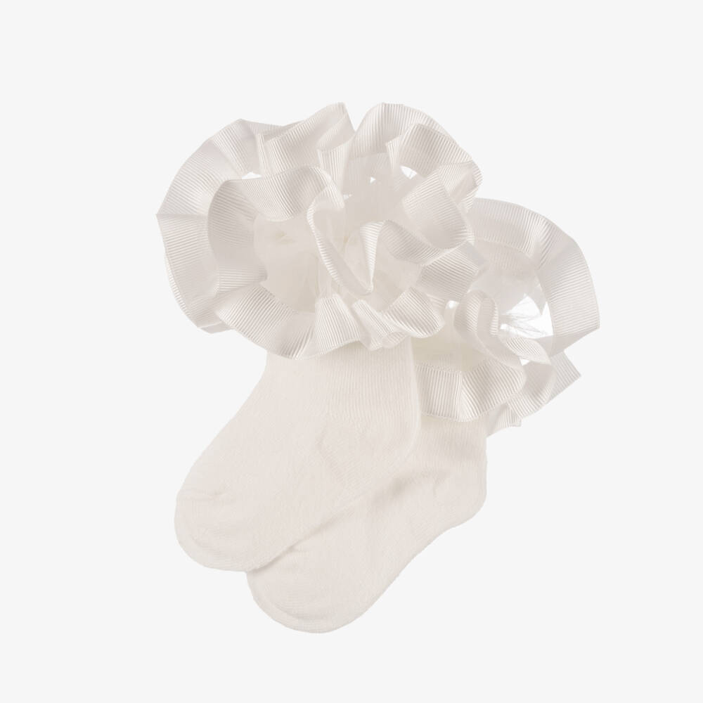 Beau KiD-Girls Ivory Ruffle Socks | Childrensalon