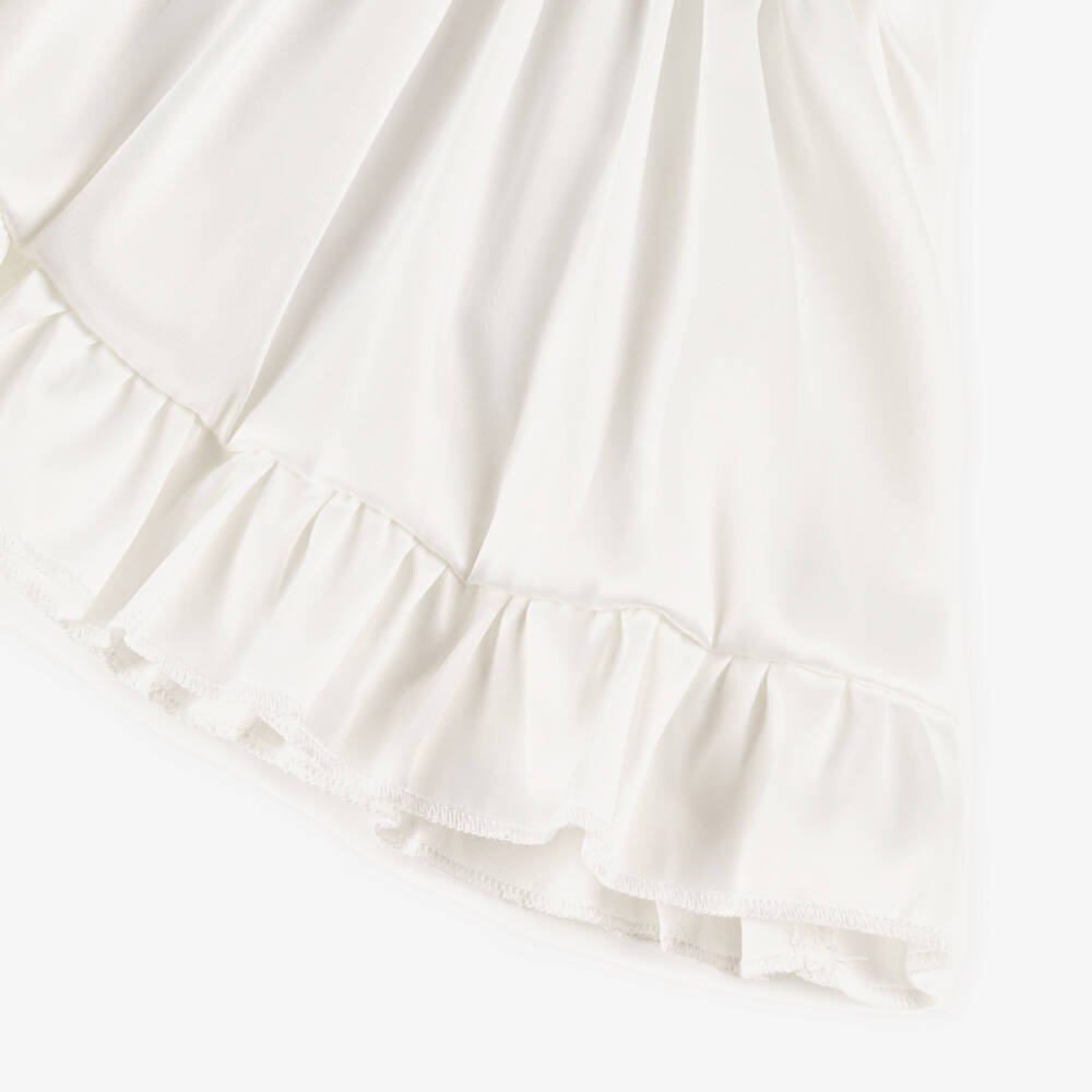 Beau KiD-Girls Ivory Satin Smocked Dress Set | Childrensalon