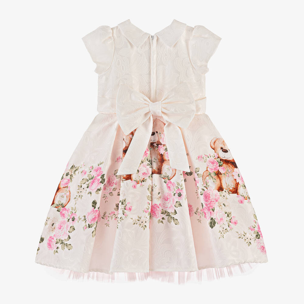 Beau KiD-فستان بطبعة تيدي بير جاكار لون عاجي | Childrensalon